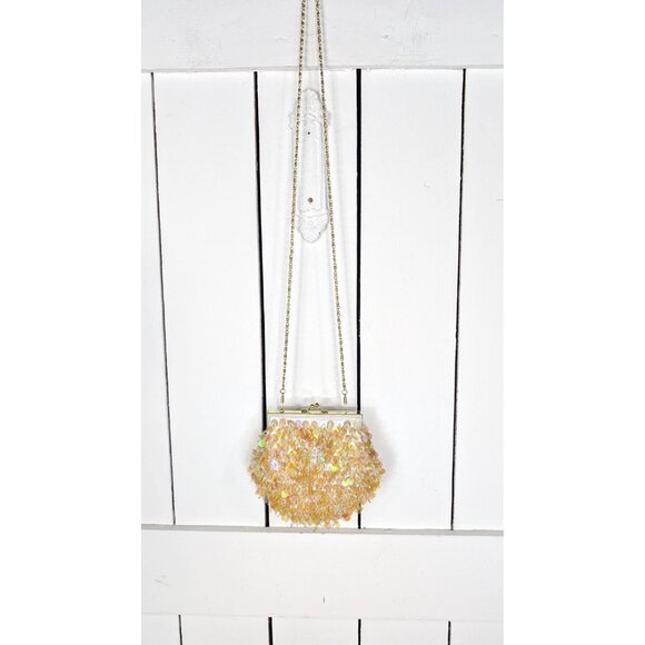 Vintage sequin satin beaded evening purse clutch bag - Picture 3 of 7